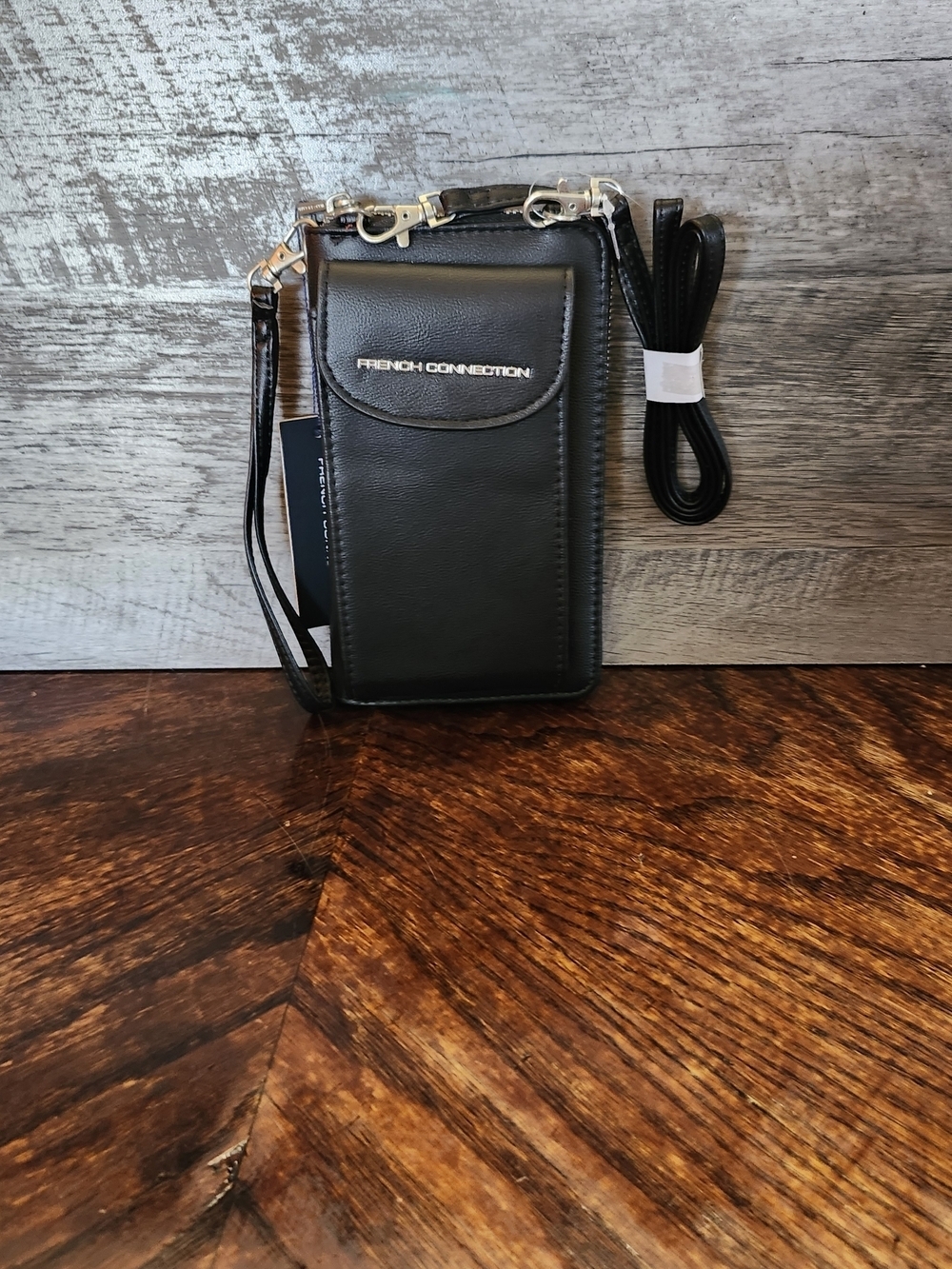 NWT Black Phone Carrier Crossbody Wristlet Built In Wallet Purse